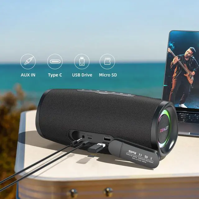 Alt view image 3 of 5 - ZEALOT Wireless Bluetooth Speaker with Deep Bass & Stereo Sound: DSP Audio Chip, IPX7 Waterproof, Prolate Spheroid Design - Great for Garage Rack Grill, Smoker, Truck, RV