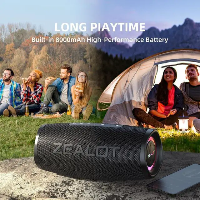 Alt view image 5 of 5 - ZEALOT Wireless Bluetooth Speaker with Deep Bass & Stereo Sound: DSP Audio Chip, IPX7 Waterproof, Prolate Spheroid Design - Great for Garage Rack Grill, Smoker, Truck, RV