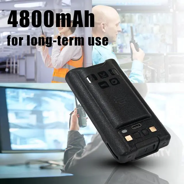 Alt view image 5 of 5 - BAOFENG 2 Packs GMRS-9R Battery USB-C Charger Enlarge 4800mAh Capacity Thicken BL-9 Li-ion Battery for UV-9R Plus Accessories UV-9G Two Way Radio Accessories for Adult with Type-c Cable