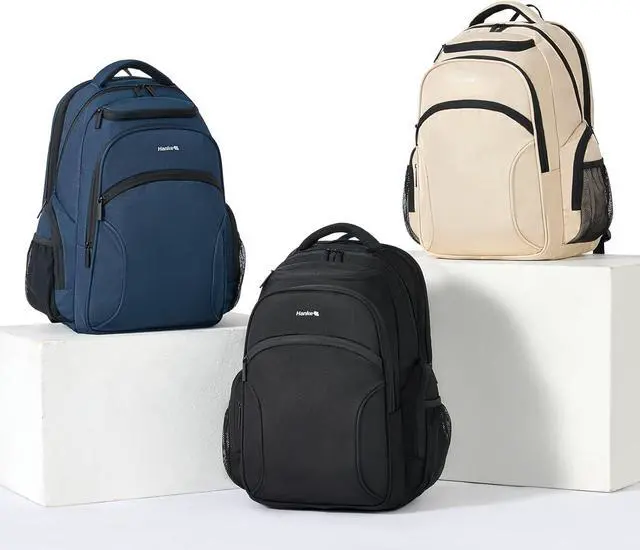 Alt view image 5 of 5 - Hanke Travel Laptop Backpack for Men Lightweight Large Backpack Work Backpack Woman Fits 15.6'' Computer Carry On Bags for Airplanes(Beige)