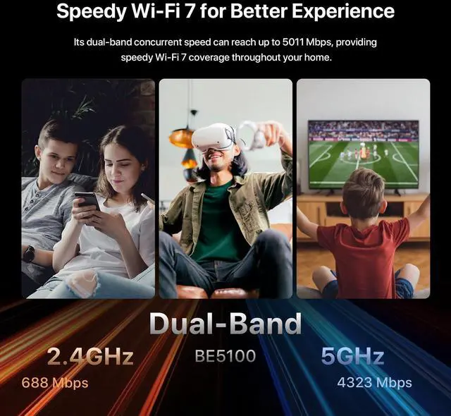 Alt view image 3 of 5 - Tenda BE5100 Dual Band Wi-Fi 7 Router (RE6L Pro) - 1x2.5G + 3x1G Ports, Easy Setup, Security Protect, Parental Control, Access Point Mode, Vertical Design, MLO, VPN, NFC