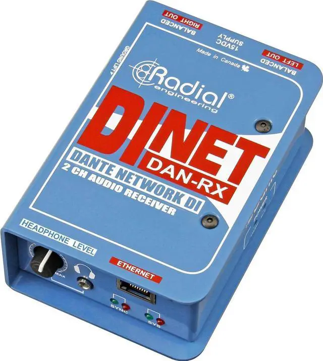 Alt view image 3 of 5 - Radial DiNET DAN-RX 2-Channel Dante Network Receiver