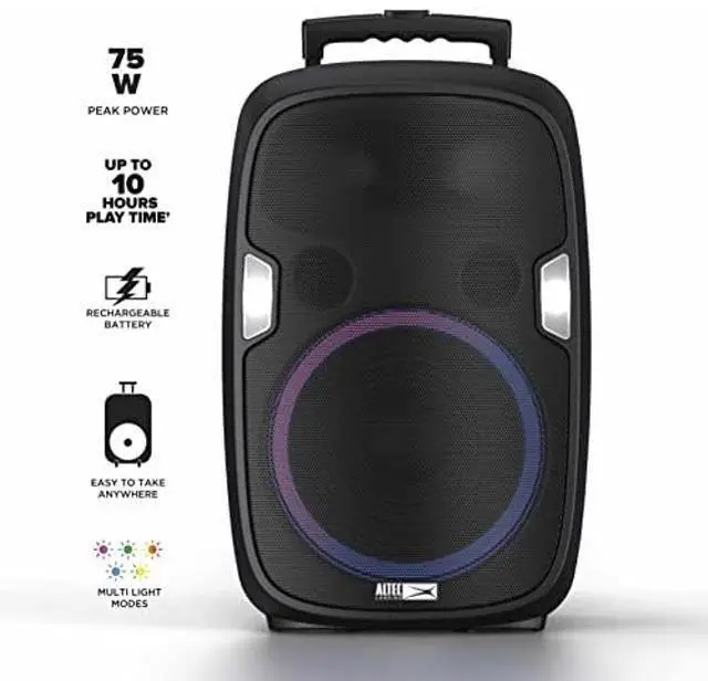 Alt view image 2 of 5 - Altec Lansing SoundRover 75 Wireless Speaker 75W Bluetooth Speaker with a Long Lasting 10 Hour Battery, 50 Foot Range, Multi LED Party Modes, True Wireless Pairing, Bonus Microphone