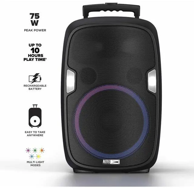 Alt view image 5 of 5 - Altec Lansing SoundRover 75 Wireless Speaker 75W Bluetooth Speaker with a Long Lasting 10 Hour Battery, 50 Foot Range, Multi LED Party Modes, True Wireless Pairing, Bonus Microphone