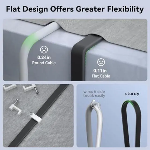 Alt view image 3 of 5 - BUSOHE Cat 8 Ethernet Cable 100 FT, 40Gbps 2000MHz Cat8 High Speed Flat Internet Network Patch Cord, SFTP Shielded LAN Wire with Gold Plated RJ45 Connector for Outdoor Indoor, with Clips- 100FT Black