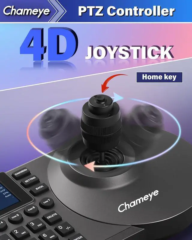 Alt view image 3 of 5 - Chameye PTZ Controller PoE 4D Joystick PTZ Camera Controller with 3 inch LCD Screen for Church Worship Live Streaming Network Keyboard E300