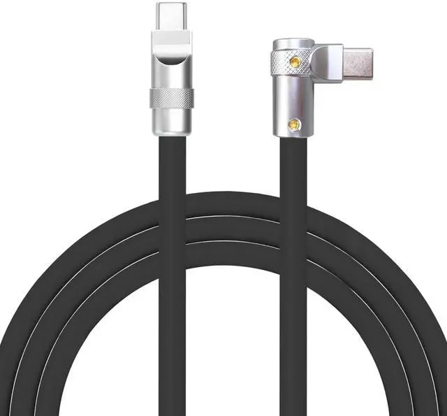 Main image of chubbycable FlexElbow Pro - 90 Degree Design 240W Fast Charge Cable Ultra-Thick Silicone Right Angle USB C Cable Phone Tablets Charging Cord, Black, Type-C to Type-C, 6.6FT