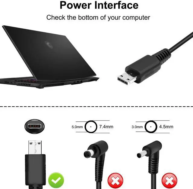 Alt view image 2 of 4 - JUYOON 240W Charger Compatible with Msi Stealth A16 AI+ 17 gs77 17 Studio Creator A16 AI+, Compatible with MSI GE76 GE76 GP77 GP76, Compatible with msi Creator Z16P Z17 Charger A20-240p2a Adp-240eb d