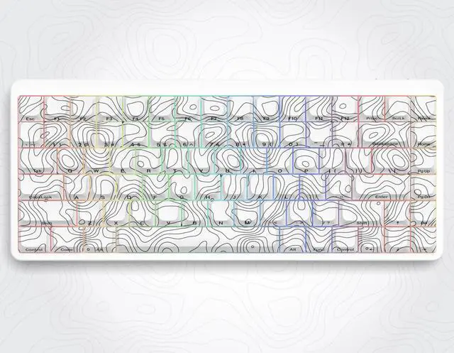 Alt view image 3 of 5 - dagaladoo Low Profile keycaps,Double Shot PBT keycaps 60 75 100 Percent, White Topographic Keyboard caps,Side Printed,Dye Sublimation keycap for Most MX Switches Mechanical Keyboard
