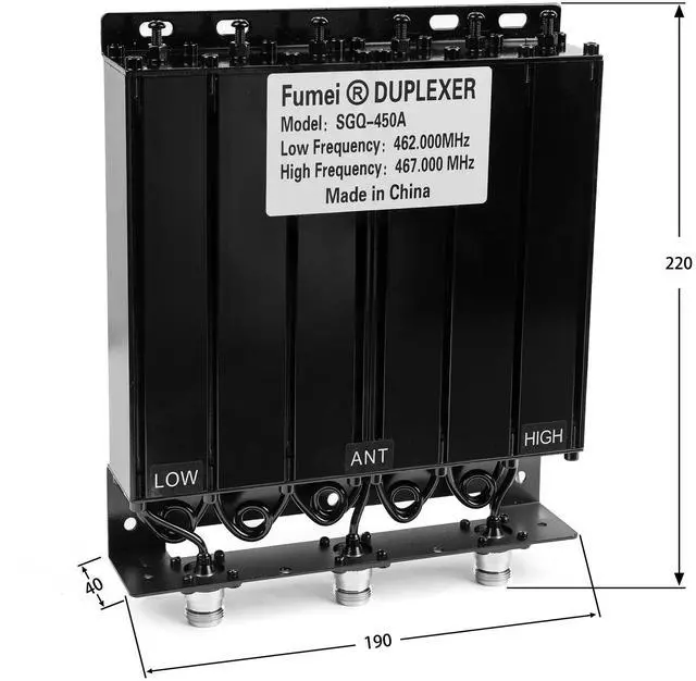 Alt view image 5 of 5 - Fumei UHF 400-470MHz 50W Duplexer for Radio Repeater with Preset Low Frequency 462MHz & High Frequency 467MHz & N Female connectors