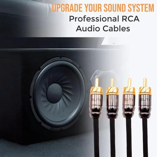 Alt view image 2 of 5 - Elite Audio Pro Series 17ft. 4-Channel Car Audio RCA Cable - Triple Shielded Brass Connectors, Oxygen Free Copper Noise Reducing Audio Cable for Amplifiers Subwoofers Speakers and Processors - PRO417