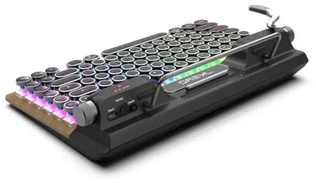 Alt view image 2 of 5 - 7KEYS Retro Typewriter Mechanical Gaming Keyboard, Vintage Style Computer Keyboard with Round Keycaps, Wireless Bluetooth5.0 and Wired/2.4G, True RGB Backlight, Compatible with PC/Laptop/Tablet/Phone