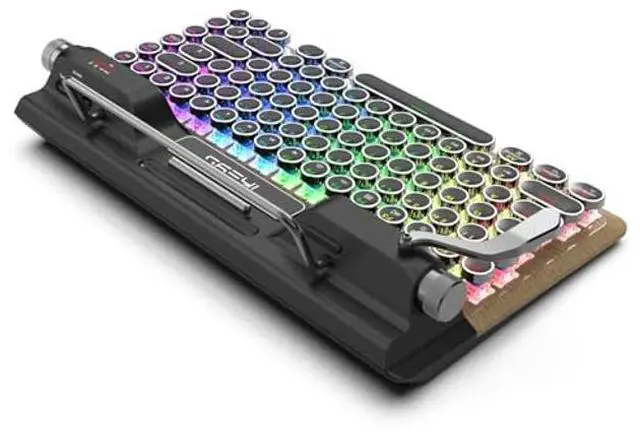 Alt view image 5 of 5 - 7KEYS Retro Typewriter Mechanical Gaming Keyboard, Vintage Style Computer Keyboard with Round Keycaps, Wireless Bluetooth5.0 and Wired/2.4G, True RGB Backlight, Compatible with PC/Laptop/Tablet/Phone