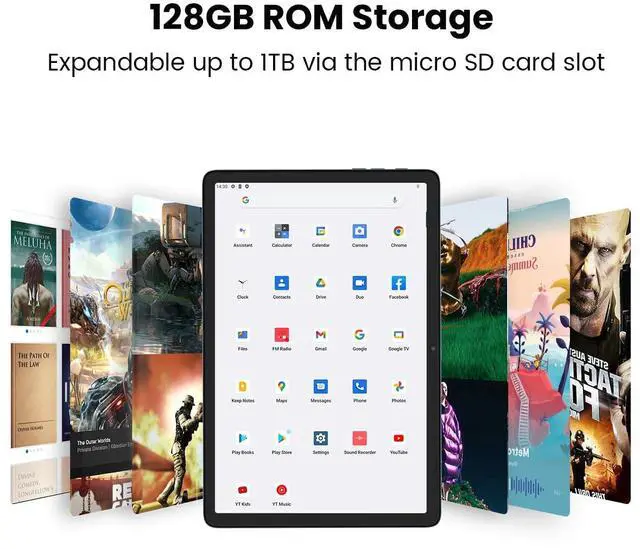 Alt view image 4 of 5 - Android 12 Tablet,10.1 Inch Gaming Tablet,6GB RAM+128GB ROM+1TB Expand,2.0Ghz MTK8183 Octa-Core Processor,Long Lasting Battery,5MP Dual Camera,2.4/5G Dual Band WiFi+Bluetooth 5.0+Type-C(Gray)