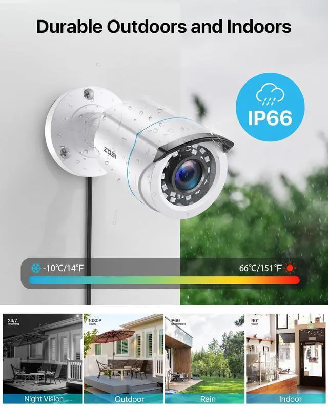 Alt view image 4 of 5 - ZOSI H.265+ Full 1080p Home Security Camera System Outdoor Indoor, 5MP-Lite CCTV DVR 8 Channel with AI Human Vehicle Detection, 4 x 1080p Weatherproof Surveillance Camera, 80ft Night Vision, 1TB HDD