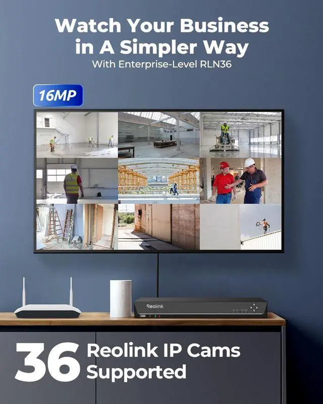Alt view image 2 of 5 - REOLINK 36CH Network Video Recorder for Home Security Camera System, Only Work with 16MP/12MP/4K/8MP/5MP/4MP REOLINK PoE Security Camera, Integrated O/I Alarm System, No HDD Included, RLN36
