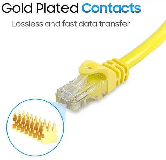 Alt view image 5 of 5 - Cmple 5 Pack Cat6 Ethernet Cable, High Speed Cat6 Internet Network Cable, Ethernet Patch Cables, Computer LAN Cable with Snagless RJ45 Connectors - 15 Feet Yellow (Pack of 5)