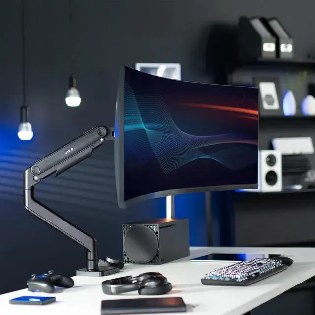 Alt view image 2 of 5 - VIVO Heavy Duty Aluminum Ultrawide Monitor Tension Arm for up to 49 inch Screens, Holds 44 lbs, Premium Desk Mount Stand Designed for Samsung Odyssey G9 and More, Black, STAND-V101V