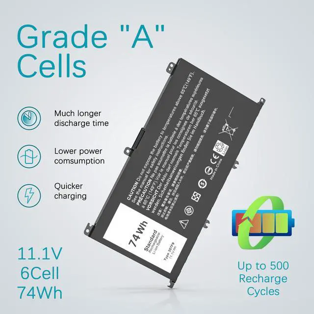 Alt view image 2 of 5 - TUXIFPKU 74Wh 357F9 Laptop Battery Replacement for Dell inspiron 15 7000 Gaming 7559 i7559 7557 i7557 7567 7566 inspiron 15 5000 Gaming 5577 5576 Series INS15PD 0GFJ6 71JF4 0GFJ6 071JF4 P57F P65F