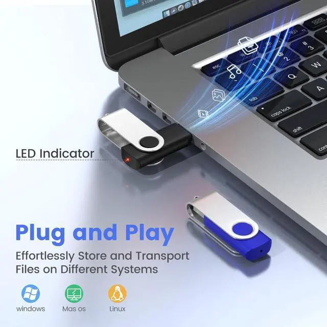 Alt view image 2 of 5 - ABLAZE Flash Drives 512MB 20 Pack, USB 2.0 Thumb Drive Bulk with Lanyards Swivel Memory Stick U Disk 512MB Pendrive USB Pack (Mixcolors)