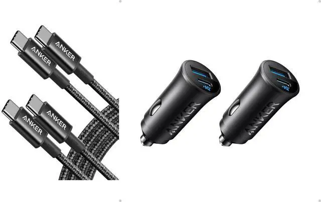 Main image of Anker USB C Cable (6FT, 2Pack) with 2-Pack Car Charger