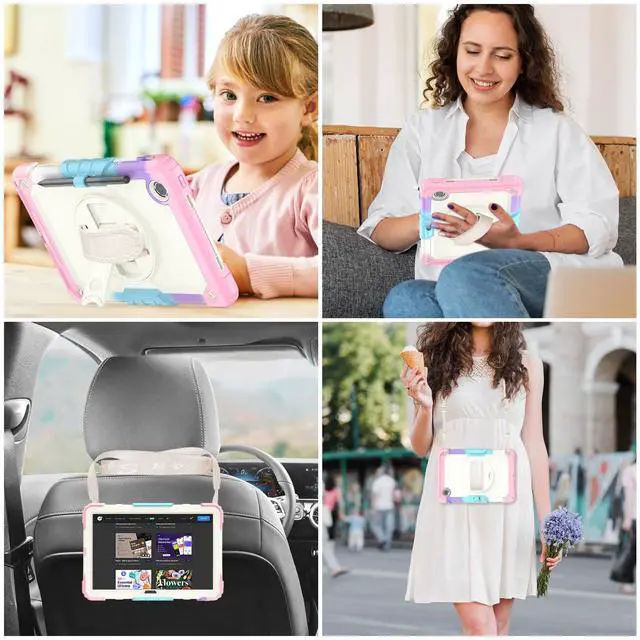 Alt view image 5 of 5 - SEYMAC stock Tablet Case for Lenovo Tab M11 (TB-330FU/TB-330XU) 11 inch Drop-Proof Protection Cover with 360° Rotate Stand & Strap [Pen Holder] & Screen Protector/K11/Xiaoxin Pad 2024, Beige+Pink