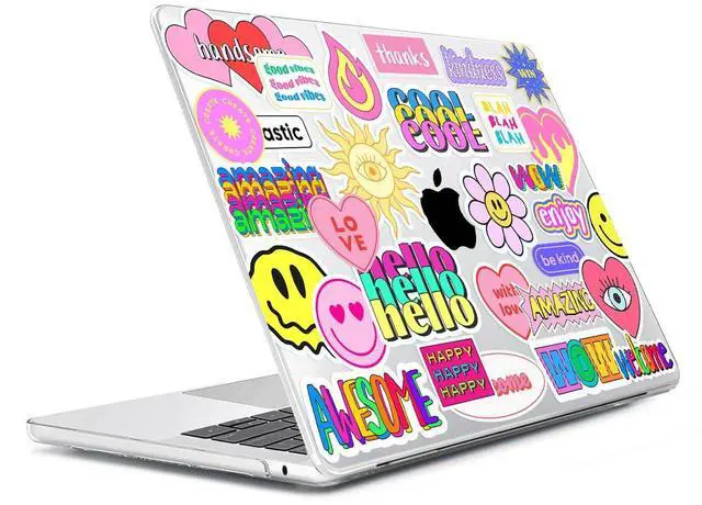Alt view image 3 of 5 - HOHAIYOO Compatible with 2025 2024 2023 MacBook Air 15 inch Case M4 A3241 M3 A3114 M2 A2941 with Retina Display & Touch ID, Plastic Hard Shell+Keyboard Cover+Screen Film+Webcam Cover, Trendy Patches