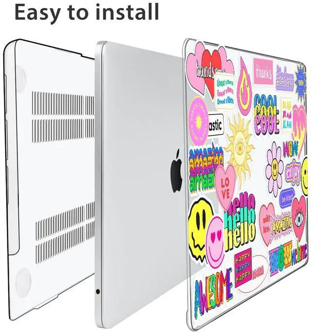 Alt view image 5 of 5 - HOHAIYOO Compatible with 2025 2024 2023 MacBook Air 15 inch Case M4 A3241 M3 A3114 M2 A2941 with Retina Display & Touch ID, Plastic Hard Shell+Keyboard Cover+Screen Film+Webcam Cover, Trendy Patches
