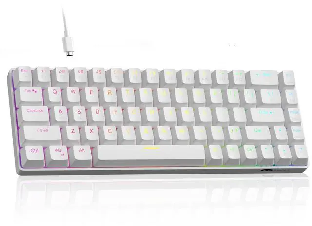 Main image of MageGee 60% Rapid Trigger Gaming Keyboard, Hall Effect Magnetic Switch, Actuation Point Adjustable, 8000Hz Polling Rate, Hot Swappable RGB Backlit Wired Keyboard with Arrow Keys for Win/PC/MAC, White