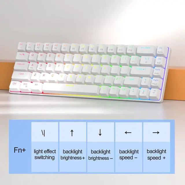 Alt view image 4 of 5 - MageGee 60% Rapid Trigger Gaming Keyboard, Hall Effect Magnetic Switch, Actuation Point Adjustable, 8000Hz Polling Rate, Hot Swappable RGB Backlit Wired Keyboard with Arrow Keys for Win/PC/MAC, White