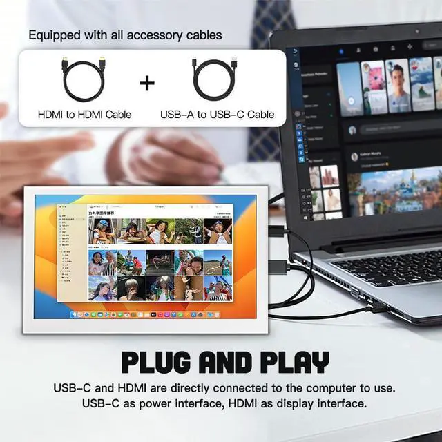 Alt view image 2 of 5 - LESOWN Small Monitor 7 inch 1024x600 IPS Capacitive Touch 7" HDMI Wide Screen Portable LCD Display with Speakers for Raspberry Pi Laptop White