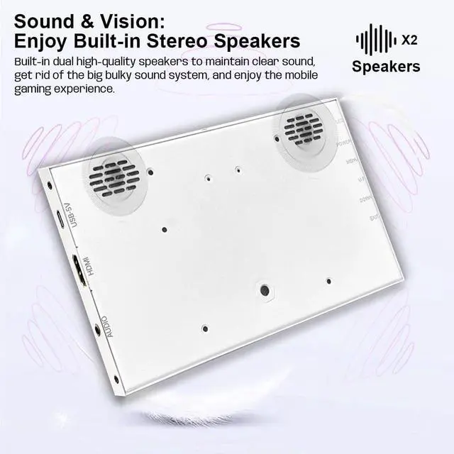 Alt view image 4 of 5 - LESOWN Small Monitor 7 inch 1024x600 IPS Capacitive Touch 7" HDMI Wide Screen Portable LCD Display with Speakers for Raspberry Pi Laptop White