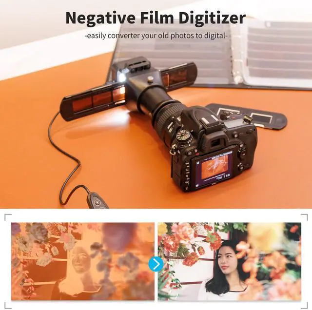 Alt view image 2 of 4 - JJC Negative Film Digitizer with Film Squeegee for 35mm Film, Negative to Digital Converter with 10-Level Brightness LED Backlight