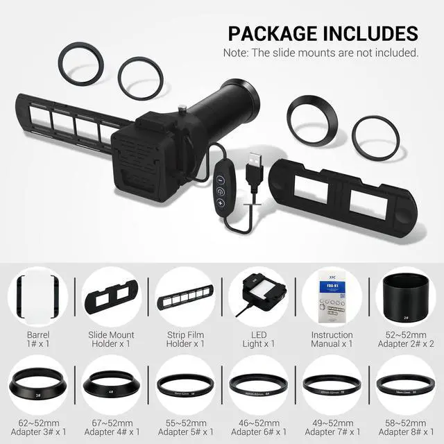 Alt view image 4 of 4 - JJC Negative Film Digitizer with Film Squeegee for 35mm Film, Negative to Digital Converter with 10-Level Brightness LED Backlight