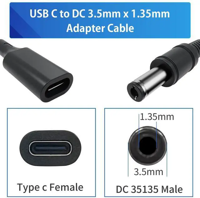 Alt view image 2 of 5 - USB C to 3.5mm x1.35mm Adapter Cable,Type C Female to Male Plug Supply Adapter Power Cable Made for Lighting, Printers, External Hard Drives, Audio Mixing, Recording Equipment-3.28ft