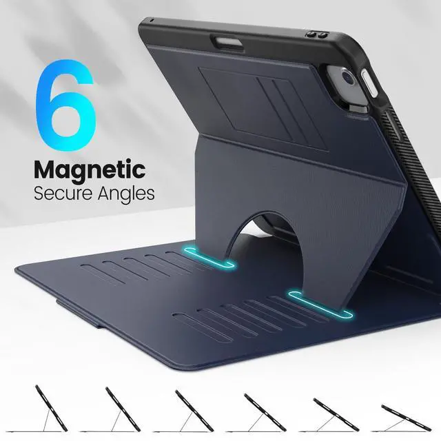 Alt view image 3 of 5 - Timecity for iPad Air 13 Inch Case M3 2025/ M2 2024, Strong Magnetic with 6 Angle Stand, Auto Sleep/Wake, Upgrade PU Leather Cover for iPad Air 13 2024, Navy Bule