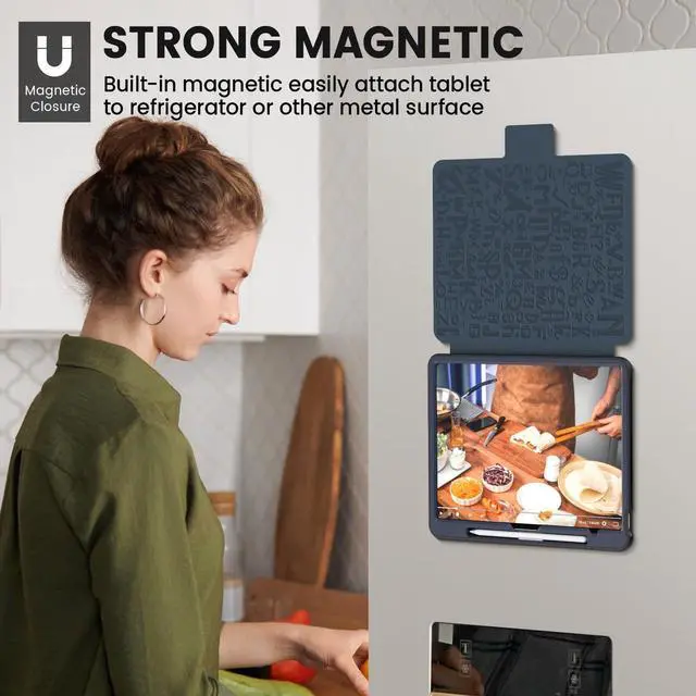 Alt view image 4 of 5 - Timecity for iPad Air 13 Inch Case M3 2025/ M2 2024, Strong Magnetic with 6 Angle Stand, Auto Sleep/Wake, Upgrade PU Leather Cover for iPad Air 13 2024, Navy Bule