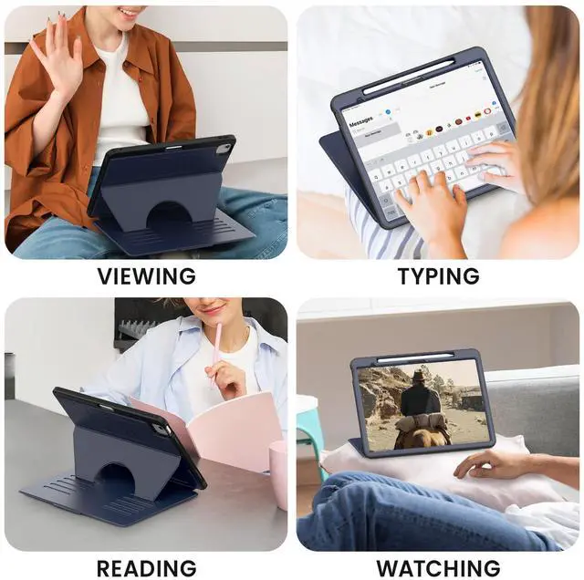 Alt view image 5 of 5 - Timecity for iPad Air 13 Inch Case M3 2025/ M2 2024, Strong Magnetic with 6 Angle Stand, Auto Sleep/Wake, Upgrade PU Leather Cover for iPad Air 13 2024, Navy Bule