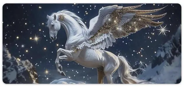 Main image of QEOPGNE White Horse Large Mouse Pad Gaming Pegasus Fantasy Horse Mousepad Big Aesthetic Animal Desk Mat Extended Keyboard Computer Pad Office Desk Organizers and Accessories 35.4 x 15.7 Inch