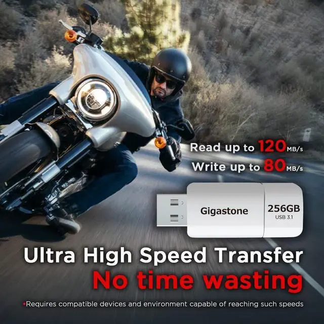 Alt view image 3 of 5 - GIGASTONE 256GB Flash Drive, Z60 USB 3.2 Gen 1, 120MB/s Ultra Fast, Retractable Capless Slider Design, Data Storage, Backup for PC/Mac/TV/Car Audio, USB 2.0/3.0/3.1 Compatible