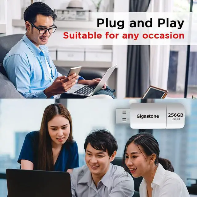 Alt view image 5 of 5 - GIGASTONE 256GB Flash Drive, Z60 USB 3.2 Gen 1, 120MB/s Ultra Fast, Retractable Capless Slider Design, Data Storage, Backup for PC/Mac/TV/Car Audio, USB 2.0/3.0/3.1 Compatible