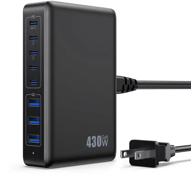 Main image of USB C Charger 430W USB C Charger Block 8-Ports GaN IV Fast Charging Station,PD 100W Laptop Charging Hub Wall Adapter Compatible with MacBook/Air,DELL,Steam Desk,iPhone 16/15/14,Galaxy S24 etc