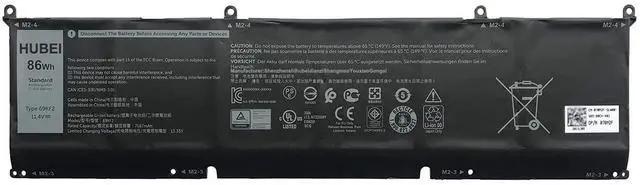 Main image of Hubei 69KF2 8FCTC 08FCTC 70N2F 070N2F Laptop Battery Replacement for Dell XPS 15 9500 Precision 5550 Alienware M15 R3 R4 M17 R3 R4 Series (11.4V 86Wh 7167mAh)