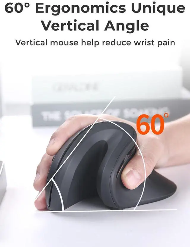 Alt view image 3 of 5 - DAREU Ergonomic Vertical Wireless Mouse, 2.4G Optical Vertical Mouse with Ergo Design for Comfort and Reduced Wrist Strain,3 Adjustable DPI Levels with 6 Buttons, Computer Mice for Laptop, Desktop PC