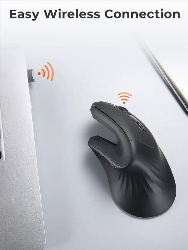 Alt view image 4 of 5 - DAREU Ergonomic Vertical Wireless Mouse, 2.4G Optical Vertical Mouse with Ergo Design for Comfort and Reduced Wrist Strain,3 Adjustable DPI Levels with 6 Buttons, Computer Mice for Laptop, Desktop PC