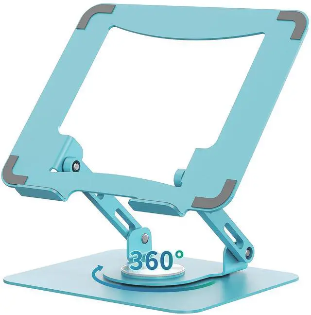 Main image of SOUNDANCE Laptop Stand with 360° Rotating Base, Ergonomic Computer Riser for Desk, Adjutable Height Muti-Angle, Foldable Laptop Mount, Stable Metal Holder Support 10-15.6" Notebook PC, Blue