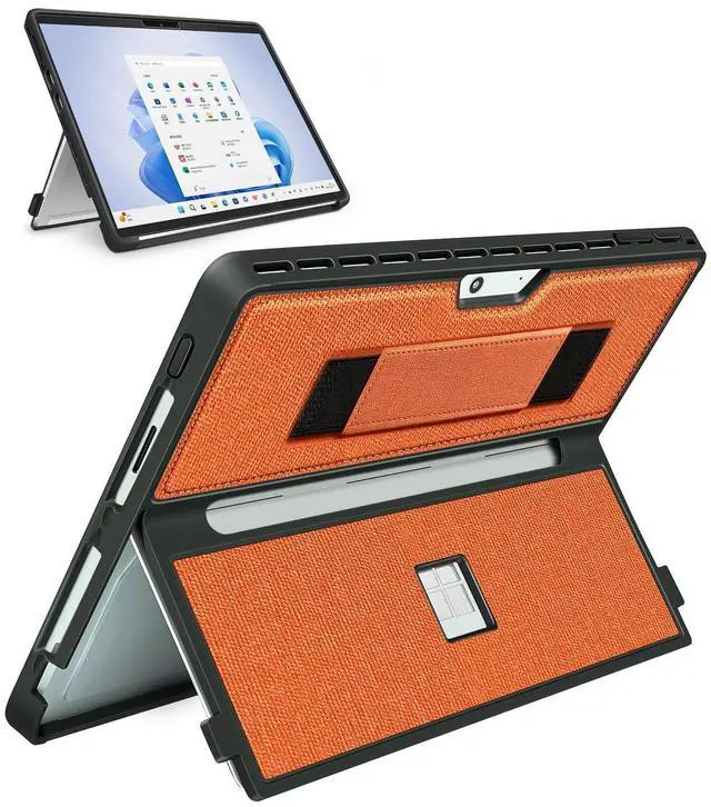 Main image of SSS·GRGB Case fit Microsoft Surface Pro 11/10/9/8 13-Inch, with Stent Cover, Hand Strap, All-in-one Rugged Case Compatible with Type Cover Keyboards, Orange