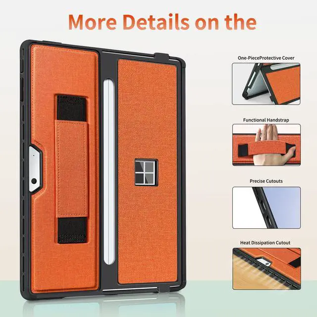 Alt view image 5 of 5 - SSS·GRGB Case fit Microsoft Surface Pro 11/10/9/8 13-Inch, with Stent Cover, Hand Strap, All-in-one Rugged Case Compatible with Type Cover Keyboards, Orange