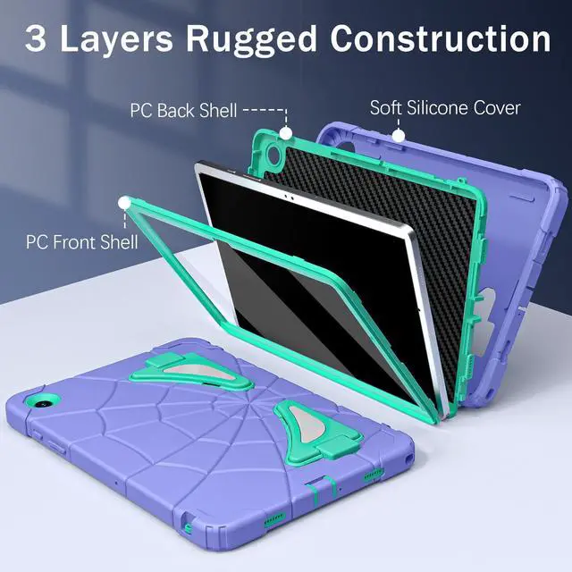 Alt view image 2 of 5 - Auizotl Case for Galaxy Tab A9 Plus Samsung Galaxy Tab A9 Plus 11 inch Case Samsung Tablet with Screen Protector Stand Thickned Cornor Protection Samsung Tab A9+, Purple Green