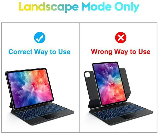 Alt view image 3 of 5 - OMOTON Magnetic Keyboard Case for iPad Pro 13 inch (M4) 2024 (A2925/A2926/A3007) only, with Pencil Holder, Multi -Touch Trackpad, Magnetic Stand, 7 Colors Backlight Wireless Bluetooth Keyboard, Black